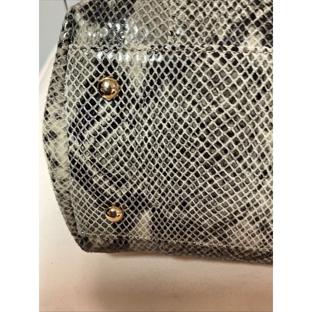 Michael Kors Python Tote Jet Set Tan Leather Shoulder Handbag MK Charm Logo - Picture 5 of 16
